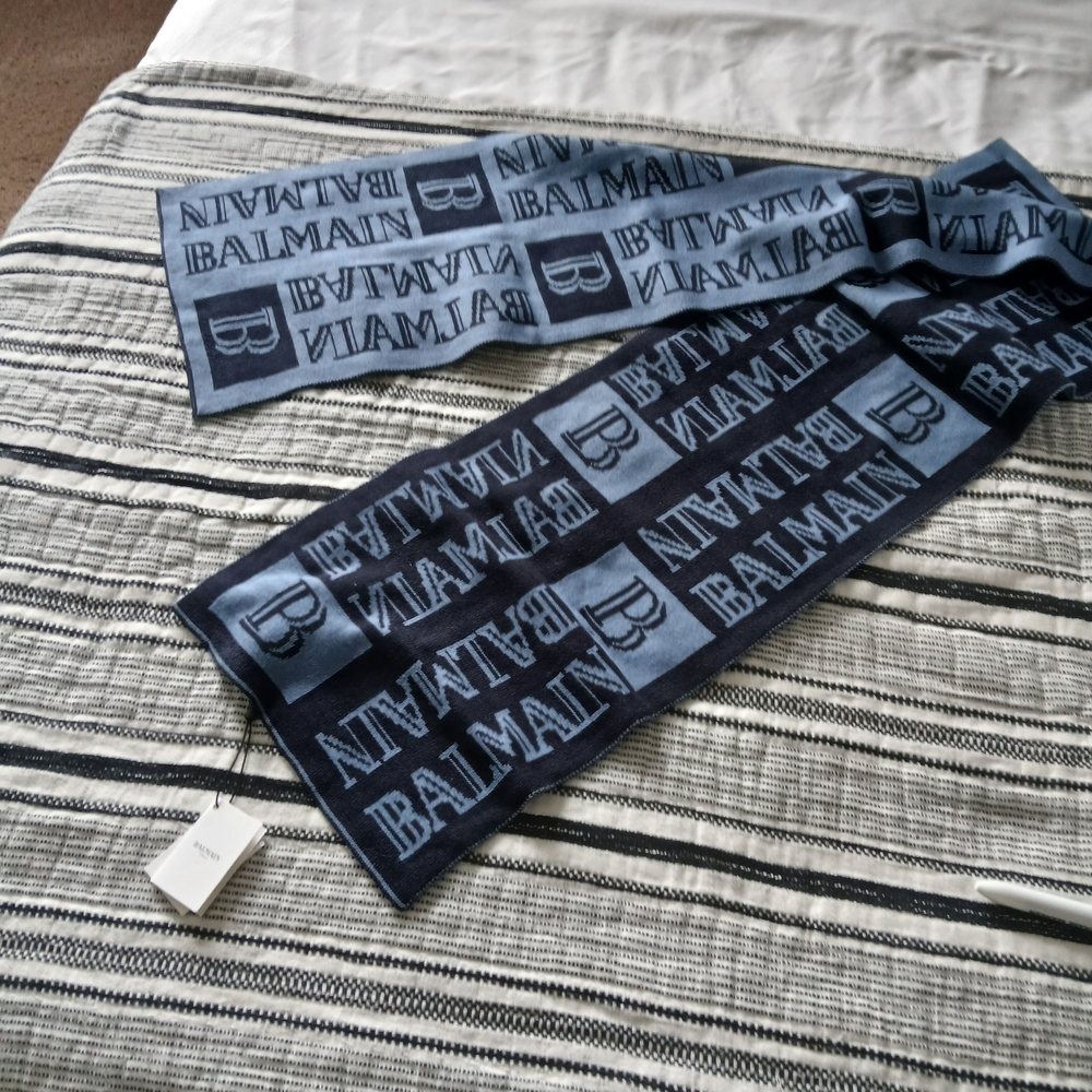 Balmain Blue Logo Scarf